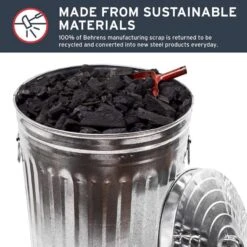 Behrens 20 Gal Silver Galvanized Steel Garbage Can Lid Included Animal Proof/Animal Resistant -Oolys Shop 99484d45 fe94 4744 9440 b0df7c994511