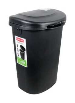 Rubbermaid 13 Gal Black Plastic Touch Top Trash Can