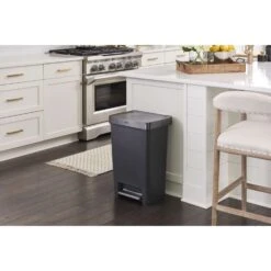 Rubbermaid Premier Series III 13 Gal Gray Plastic/Stainless Steel Step On Trash Can -Oolys Shop 9d5be10c d5a4 4ab5 940a 99d11c54a3d6