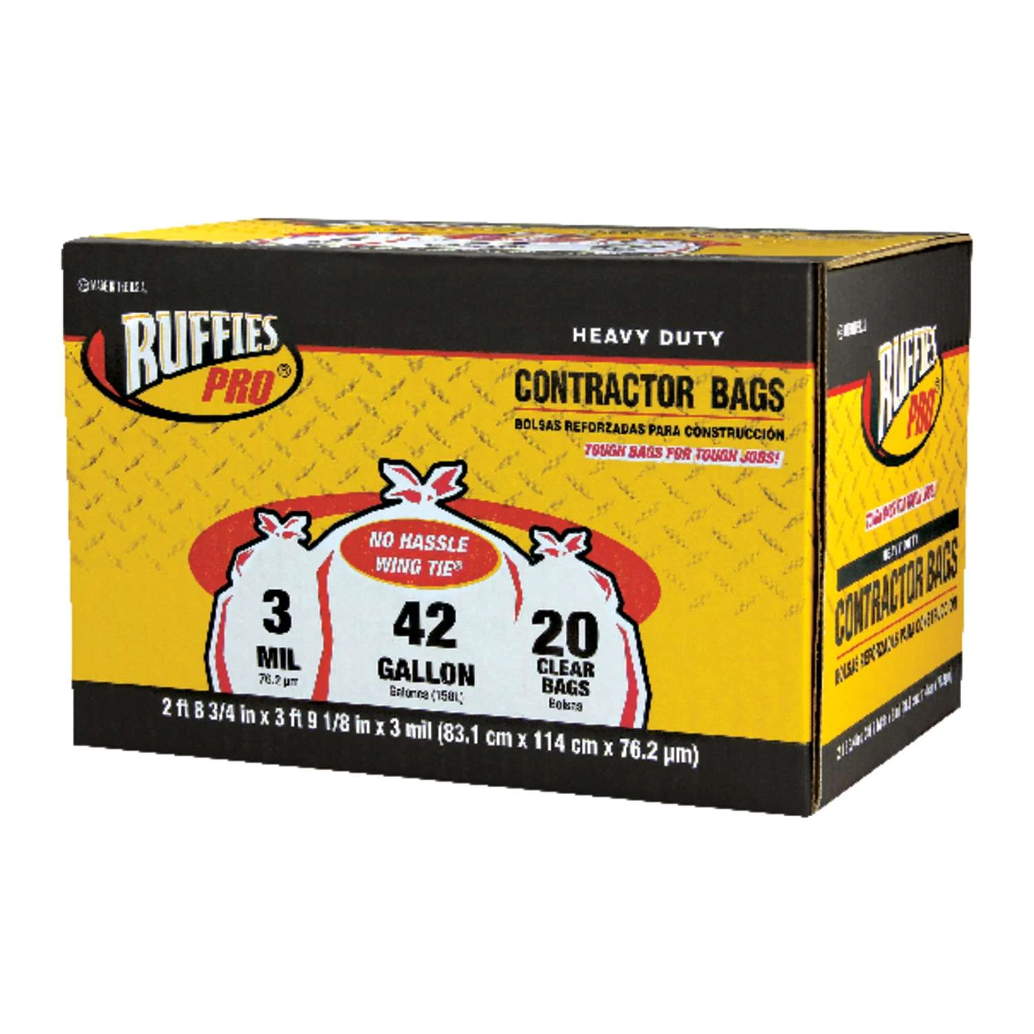 Ruffies Pro 42 Gal Contractor Bags Wing Ties 20 Pk 3 Mil 1 Ruffies Pro 42 Gal Contractor Bags Wing Ties 20 Pk 3 Mil
