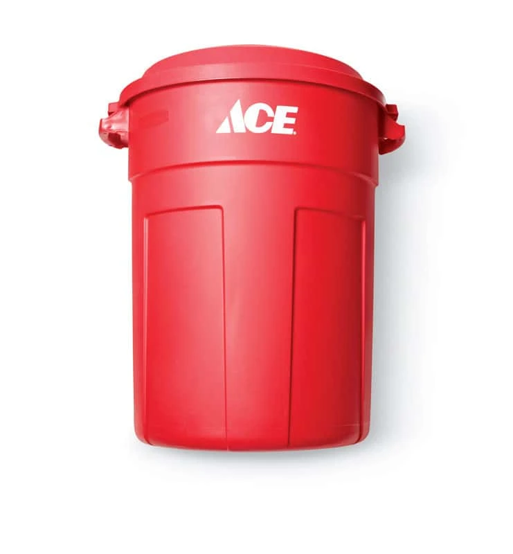 Ace 32 Gal Red Plastic Garbage Can Lid Included 4 Ace 32 Gal Red Plastic Garbage Can Lid Included - Image 4