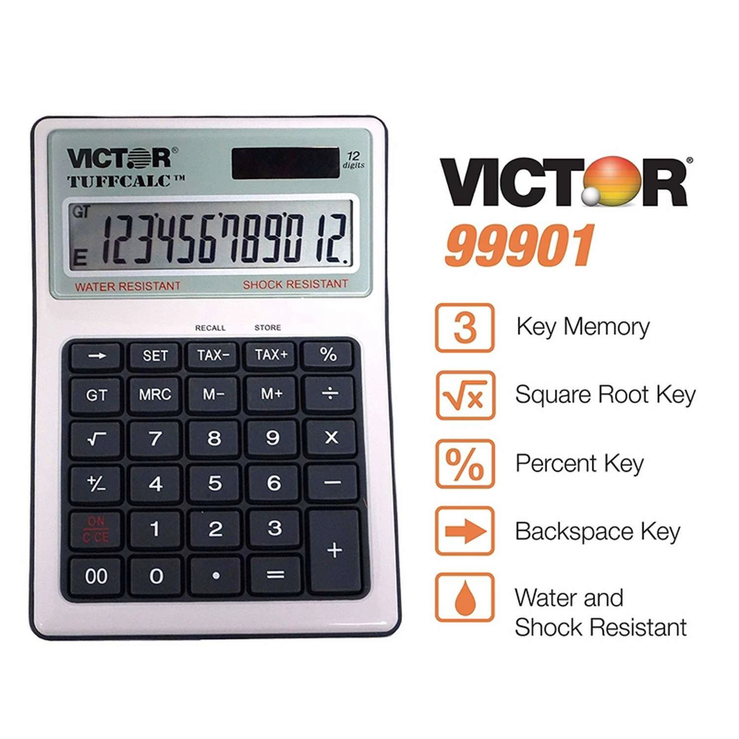 Victor Tuffcalc Silver 12 Digit Solar Powered Washable Scientific Calculator 4 Victor Tuffcalc Silver 12 Digit Solar Powered Washable Scientific Calculator - Image 4