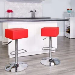 Flash Furniture Red Vinyl Swivel Contemporary Adjustable Barstool -Oolys Shop aa4a69cb f451 4c78 8d53 98faa0e4b30e