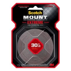 3M Scotch Mount Double Sided 1 In. W X 125 In. L Mounting Tape Black