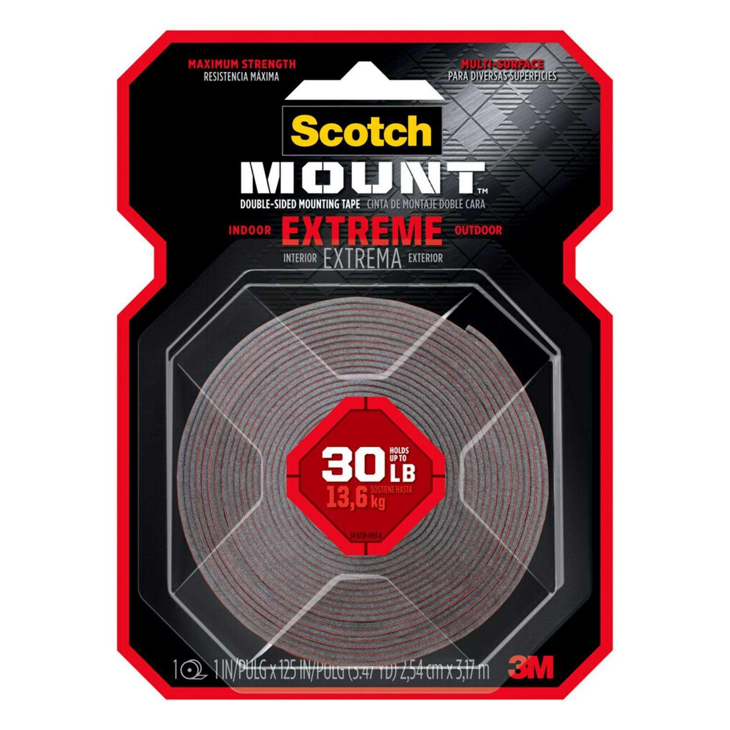 3M Scotch Mount Double Sided 1 In. W X 125 In. L Mounting Tape Black 1 3M Scotch Mount Double Sided 1 In. W X 125 In. L Mounting Tape Black