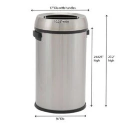 Household Essentials Tahoe 17 Gal Silver Stainless Steel Open Top Commercial Wastebasket -Oolys Shop ab41334b 0494 4eec 9ca0 720ebba1be94