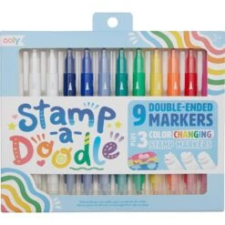 OOLY Stamp-a-Doodle Neon Color Assorted Medium Tip Markers 12 Pk