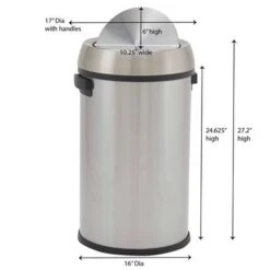 Household Essentials Napa 17 Gal Silver Stainless Steel Swing Cover Commercial Wastebasket -Oolys Shop b068747e 6fcc 44d8 901f 325357d48682