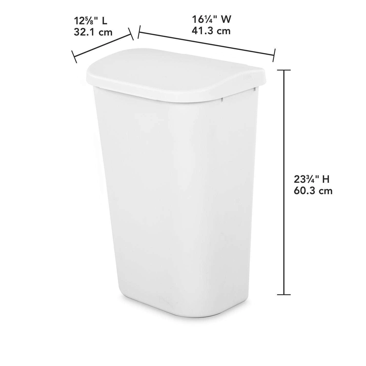 Sterilite 11.3 Gal White Plastic D-Shape Wastebasket 2 Sterilite 11.3 Gal White Plastic D-Shape Wastebasket - Image 2