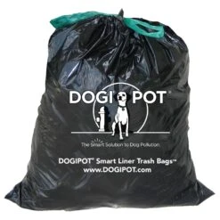 DogiPot Smart Liner Trash Bags 15 Gal Trash Bags Drawstring 50 Pk 1.5 Mil