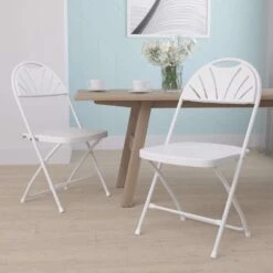 Flash Furniture Hercules White Plastic Contemporary Folding Chair 2 Pk