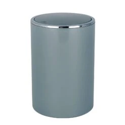 Wenko 1.3 Gal Gray Plastic Swing Cover Wastebasket