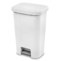 Sterilite StepOn 11.9 Gal White Polypropylene Contemporary Automatic Touchless Wastebasket