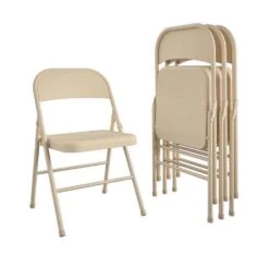 Cosco Antique Linen Metal Folding Chair 4 Pk