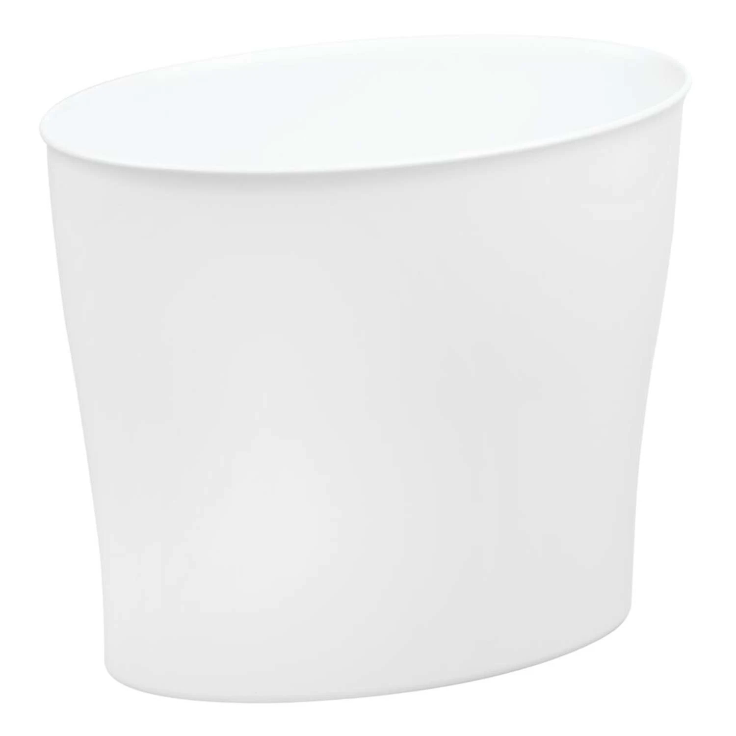 IDesign Nuvo White Plastic Oval Wastebasket 1 IDesign Nuvo White Plastic Oval Wastebasket