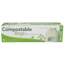 Eco-Safe Compostable 39 Gal Lawn & Leaf Bags Twist Tie 5 Pk