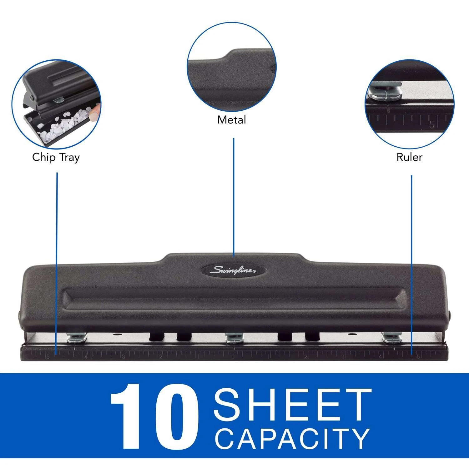 Swingline Light-Duty 10 Sheet Capacity 2 Or 3 Hole Paper Punch Black 2 Swingline Light-Duty 10 Sheet Capacity 2 Or 3 Hole Paper Punch Black - Image 2