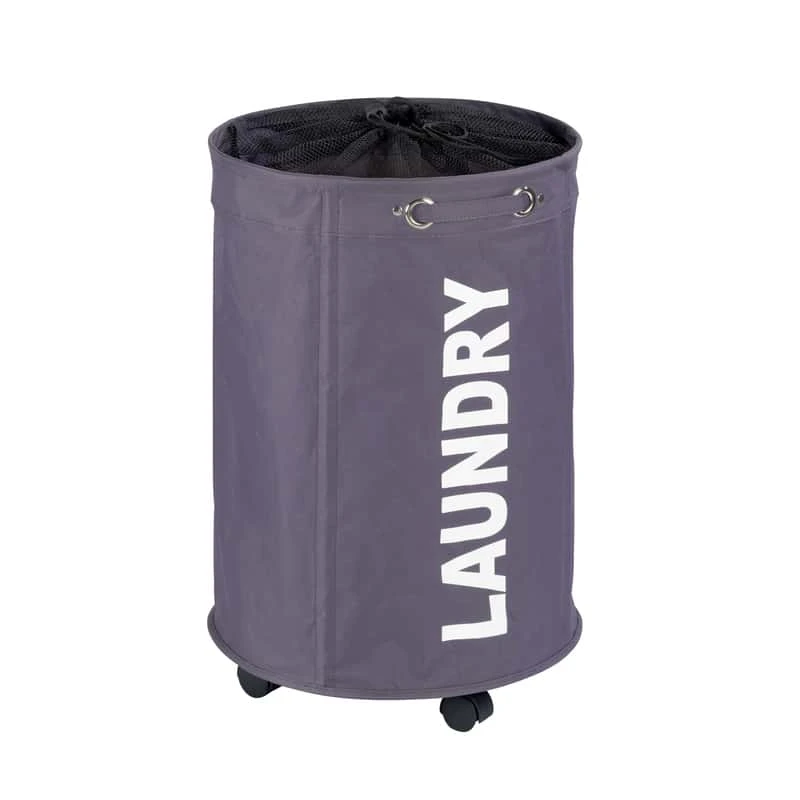 Wenko Rondo Gray Polyester Wheeled Laundry Basket 1 Wenko Rondo Gray Polyester Wheeled Laundry Basket