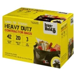 Iron-Hold 42 Gal Contractor Bags Wing Ties 20 Pk 3 Mil