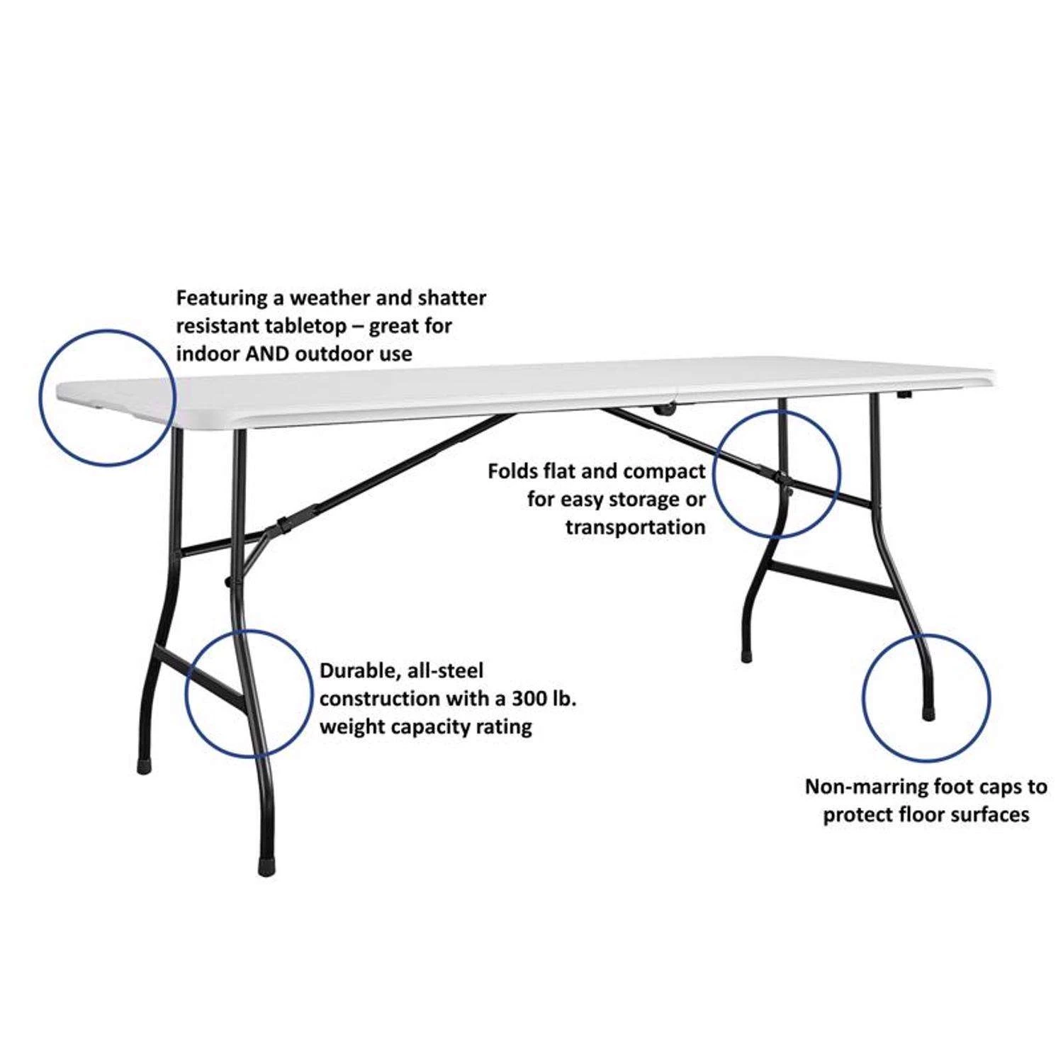 Cosco Casual 29.69 In. W X 72 In. L Rectangular Folding Buffet Table 4 Cosco Casual 29.69 In. W X 72 In. L Rectangular Folding Buffet Table - Image 4