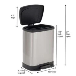Household Essentials Saxony 2 Gal Silver Stainless Steel Step Pedal Wastebasket -Oolys Shop e346bc81 3f05 477a a67a fbfdf5caa532