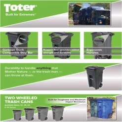Toter 32 Gal Graystone Polyethylene Wheeled Garbage Can Lid Included -Oolys Shop e5d784dc b215 4559 9ae8 9c9b1f1f5e87