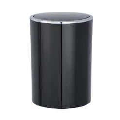 Wenko 1.3 Gal Black Plastic Swing Cover Bin