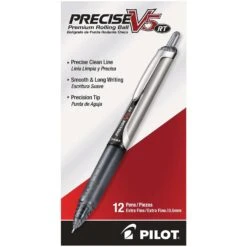 Pilot Precise Black Retractable Rollerball Pen 12 Pk