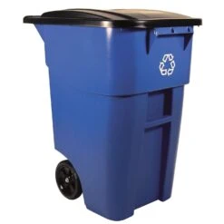 Rubbermaid Brute 50 Gal Blue Resin Wheeled Recycling Bin Lid Included