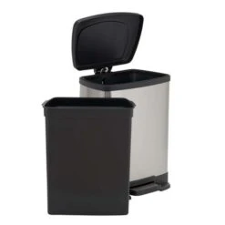 Household Essentials Saxony 2 Gal Silver Stainless Steel Step Pedal Wastebasket -Oolys Shop eec89b17 6d43 4c3d b41f bc88890d9fcf