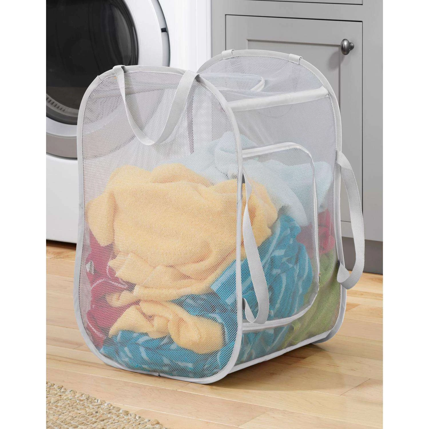 Whitmor White Fabric Collapsible Hamper 2 Whitmor White Fabric Collapsible Hamper - Image 2