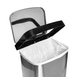 Honey-Can-Do 13 Gal Black/Silver Stainless Steel Square Trash Can -Oolys Shop f4339863 7211 4b38 960e 545d6cd4db36