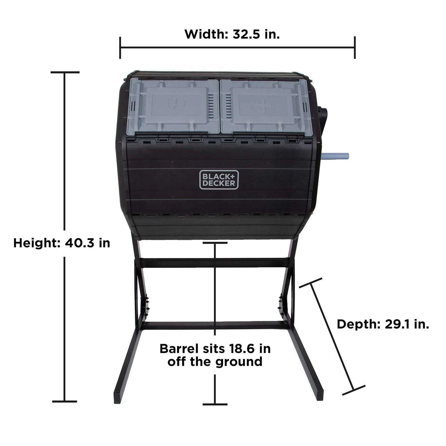 Black & Decker Black+Decker 40 Gal Black Plastic/Steel Tumbling Composter Lid Included 3 Black & Decker Black+Decker 40 Gal Black Plastic/Steel Tumbling Composter Lid Included - Image 3