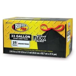 Ruffies Pro 33 Gal Trash Bags Drawstring 25 Pk 1.1 Mil