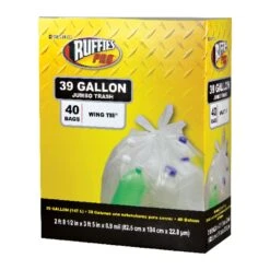 Ruffies Pro 39 Gal Trash Bags Wing Ties 40 Pk 0.9 Mil