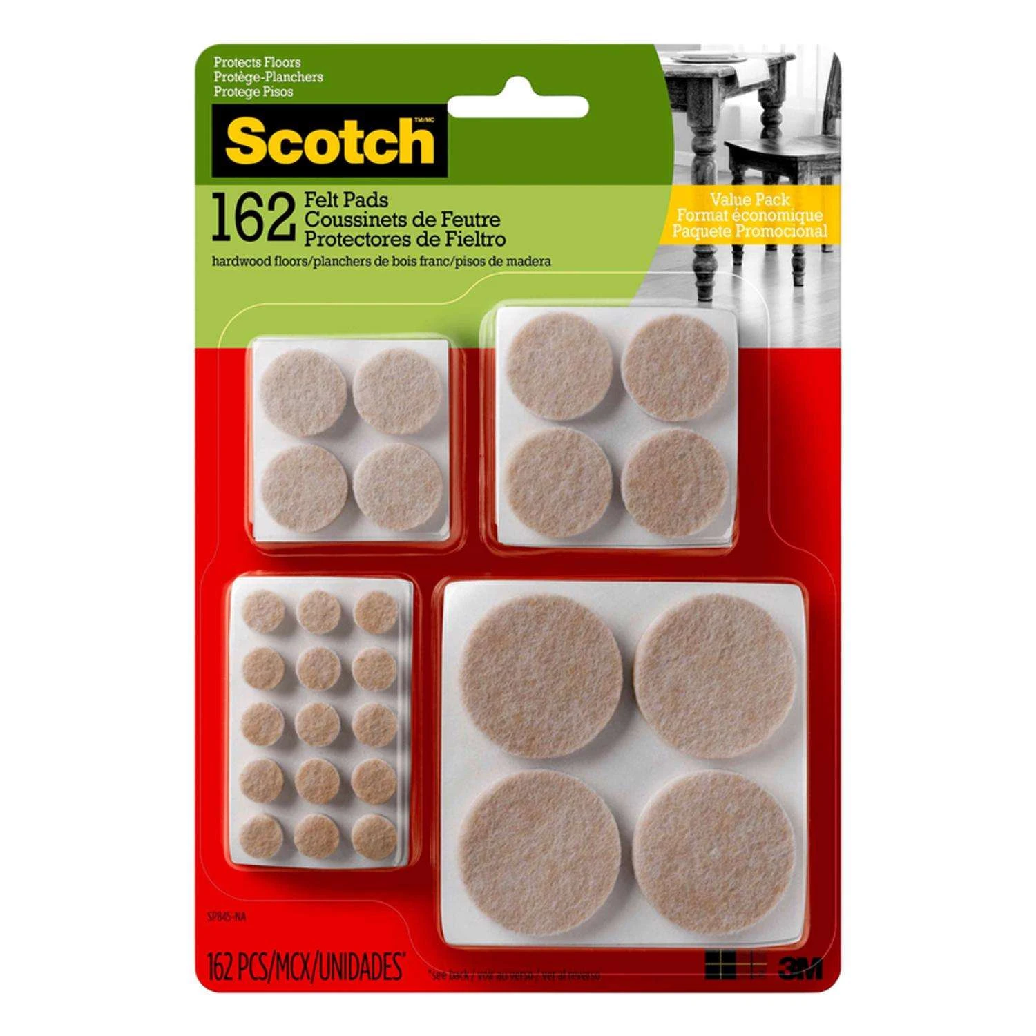 3M Scotch Felt Self Adhesive Protective Pad Beige Round Assorted In. W 162 Pk 1 3M Scotch Felt Self Adhesive Protective Pad Beige Round Assorted In. W 162 Pk