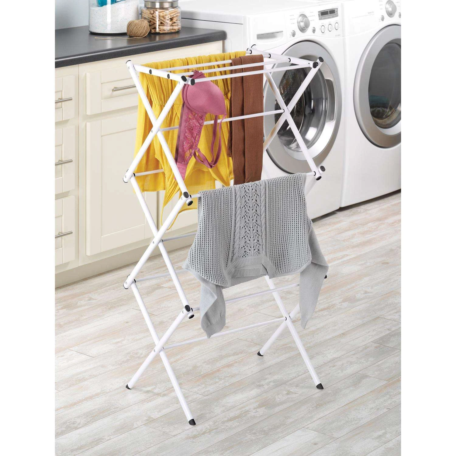 Whitmor 20.5 In. H X 22.5 In. W X 3.5 In. D Metal Accordian Collapsible Clothes Drying Rack 2 Whitmor 20.5 In. H X 22.5 In. W X 3.5 In. D Metal Accordian Collapsible Clothes Drying Rack - Image 2