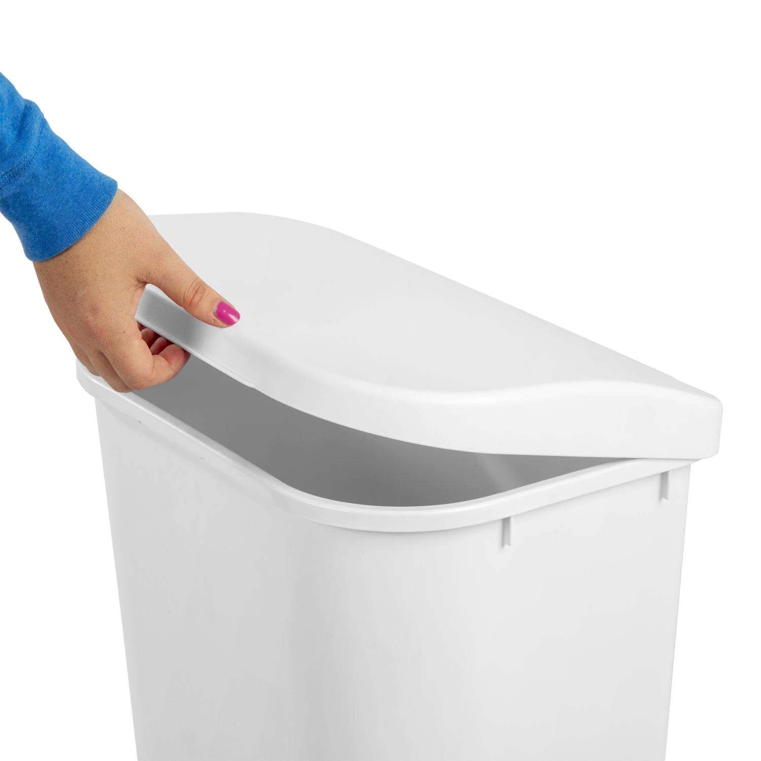 Sterilite 11.3 Gal White Plastic D-Shape Wastebasket 3 Sterilite 11.3 Gal White Plastic D-Shape Wastebasket - Image 3
