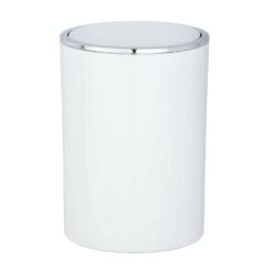 Wenko Inca 1.3 Gal White Plastic Swing Cover Wastebasket