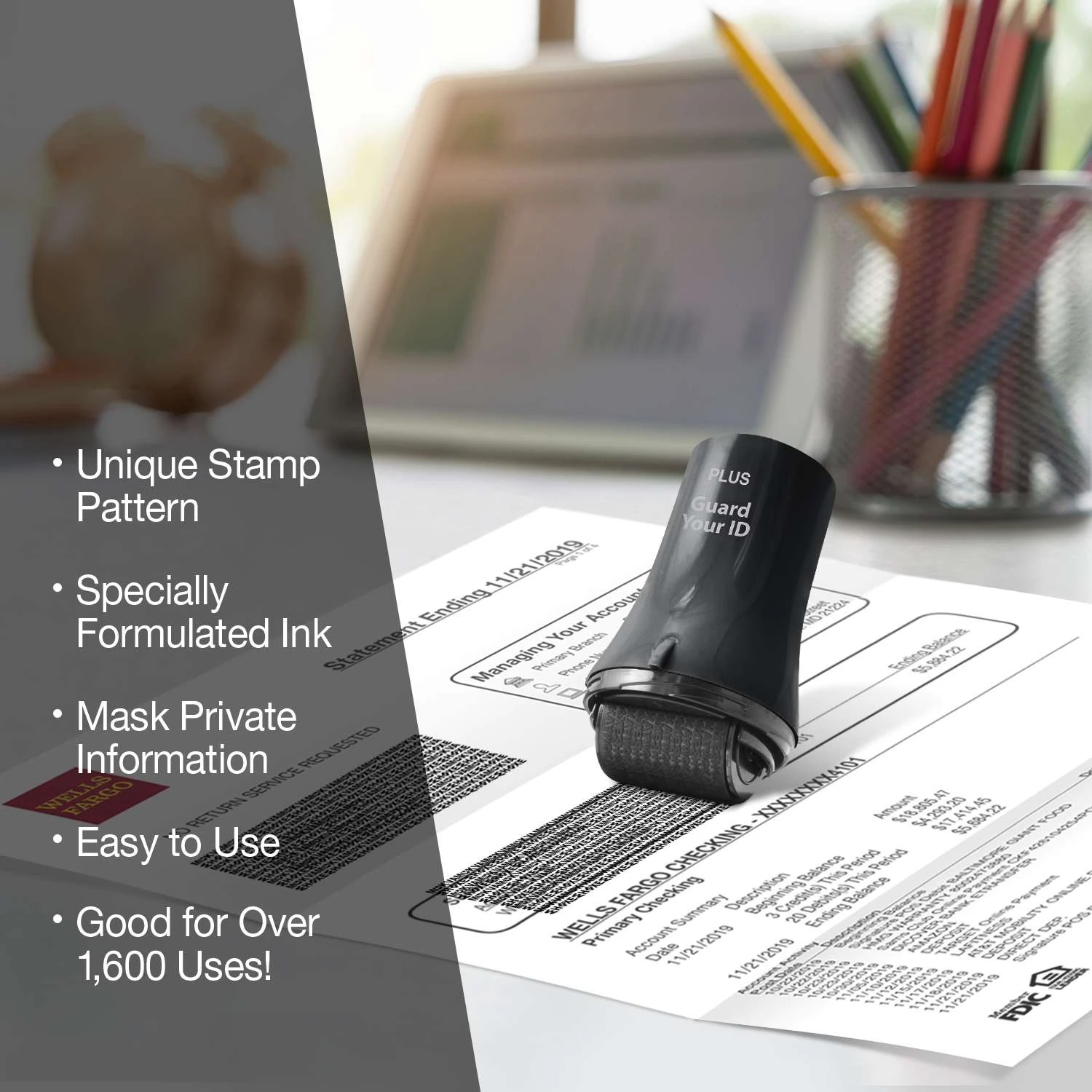 PLUS Guard Your ID 3.25 In. H X 1.8 In. W Round Black Identity Protection Roller 1 Pk 4 PLUS Guard Your ID 3.25 In. H X 1.8 In. W Round Black Identity Protection Roller 1 Pk - Image 4