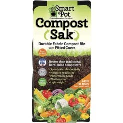 Smart Pot Compost Sak 100 Gal Black Geotextile Fabric Composting Bag Lid Included